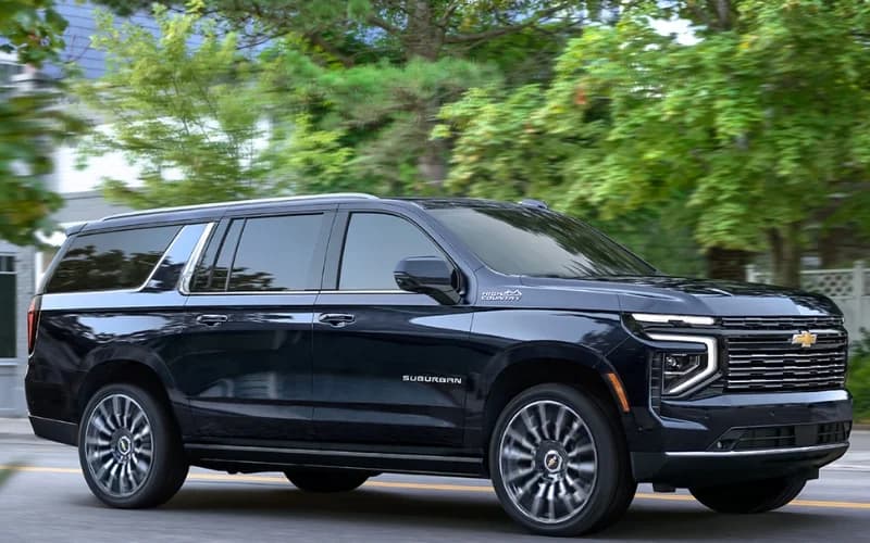 Black Cadillac Escalade Luxury SUV, accommodates 6 passengers and 6 bags