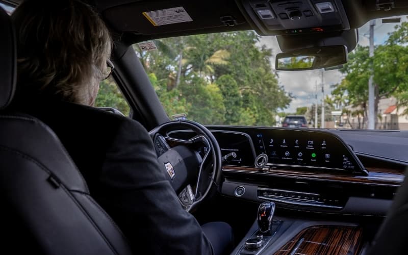 Cadillac Escalade interior with Miami chauffeur